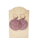 Mauve Glitter Leather Glitter Drop Earrings