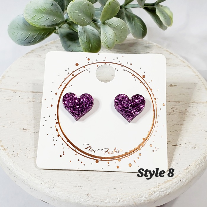 Acrylic Heart Studs | 12 Styles