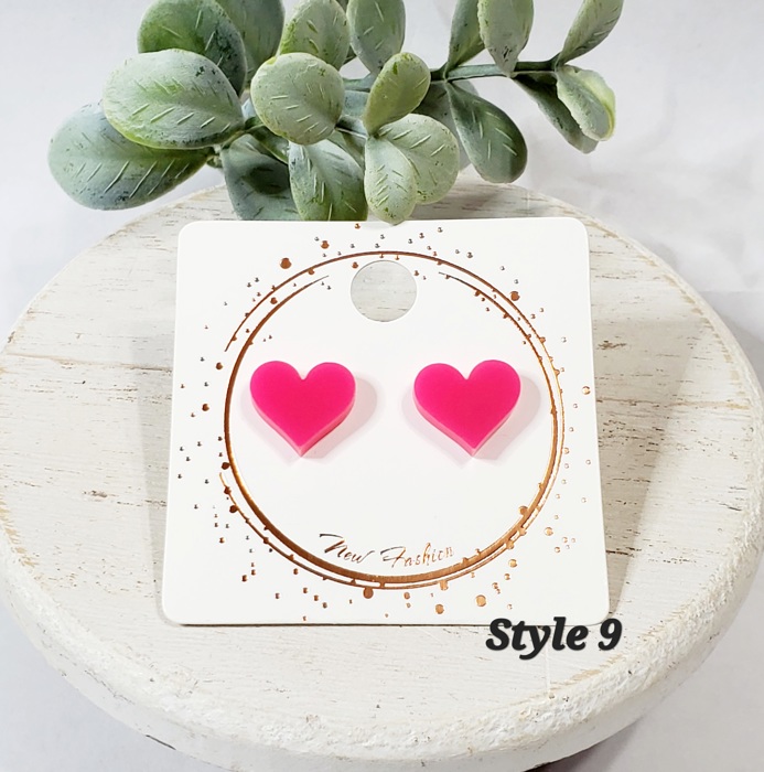 Acrylic Heart Studs | 12 Styles