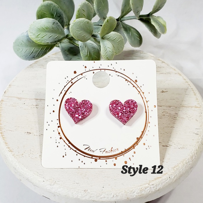 Acrylic Heart Studs | 12 Styles