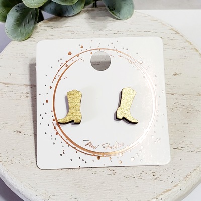 Cowgirl Gold Boot Wood Studs