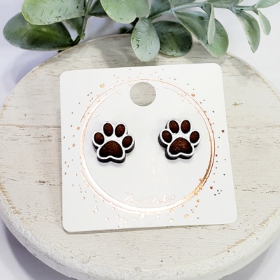 Silver Paw Print Wood Studs