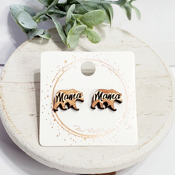 Hand Painted Mama Bear Studs