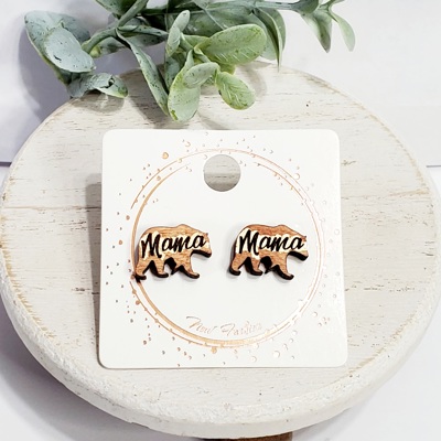 Hand Painted Mama Bear Studs