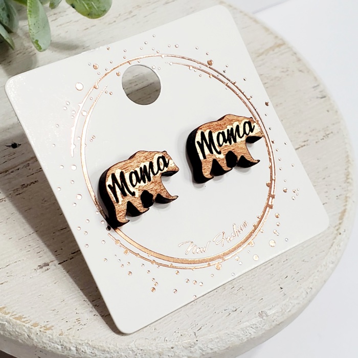 Hand Painted Mama Bear Studs