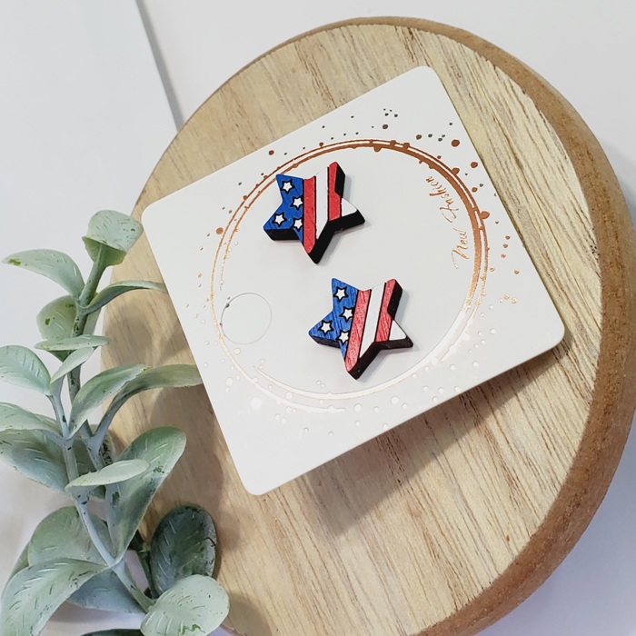 Hand Painted Star Flag Studs