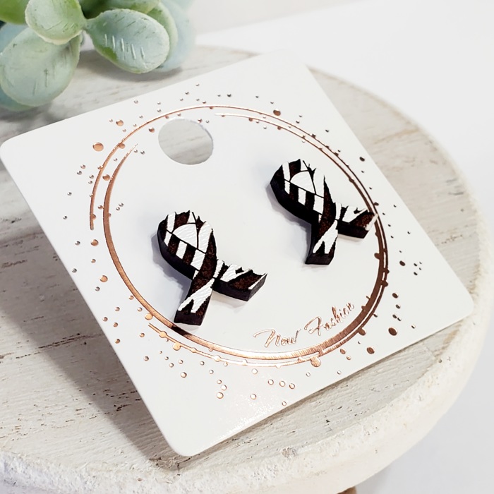 Black and White Awareness Ribbon Studs