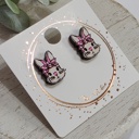 Style 8-Rabbit Pink Bow Hand Painted Easter Studs | 22 Styles