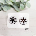  Hand Painted Wood Snowflake Studs