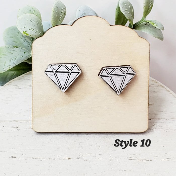 Hand Painted Wedding Bride Diamond Studs