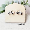  Hand Painted Just Married  Bride Honeymoon Studs