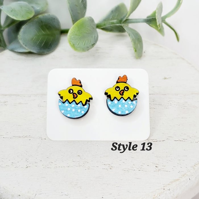 Hand Painted Chicken Studs