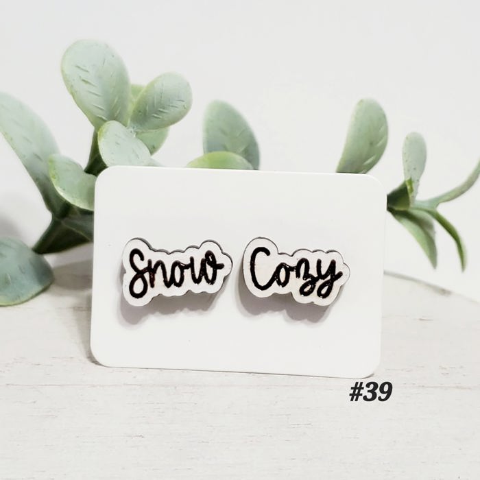 Hand Painted Wood Snow Cozy Studs
