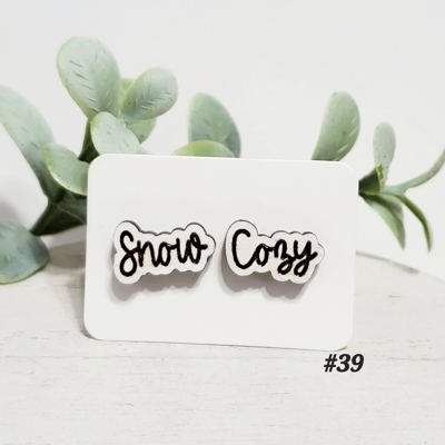 Hand Painted Wood Snow Cozy Studs