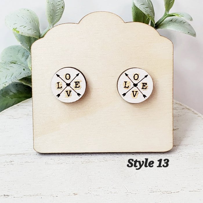 Hand Painted LOVE Arrow Studs
