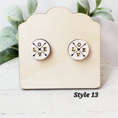 Hand Painted LOVE Arrow Studs