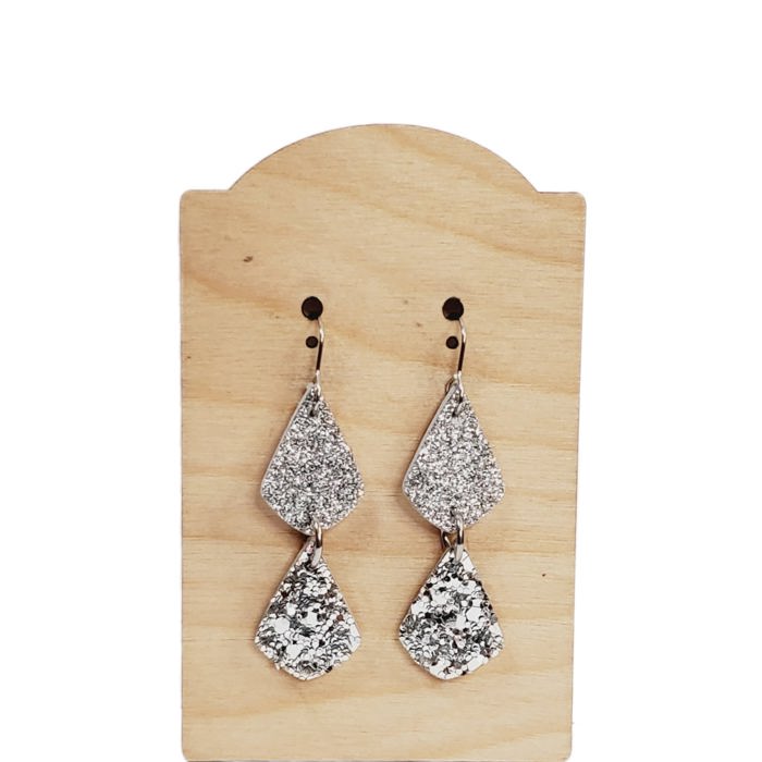 Silver Glitter Stack Earrings