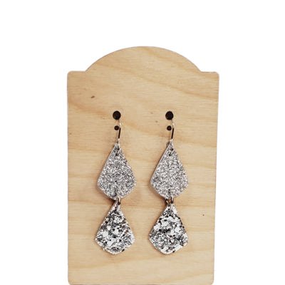 Silver Glitter Stack Earrings