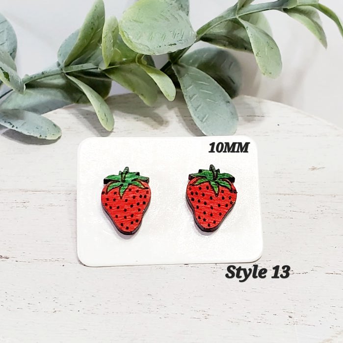 10MM Hand Painted Strawberry Studs