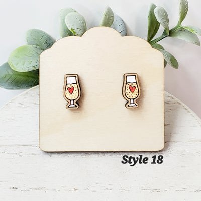 Hand Painted Champagne Heart Toast Studs