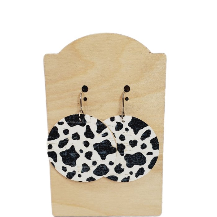 Black White Cow Earrings