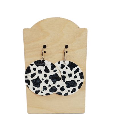 Black White Cow Earrings
