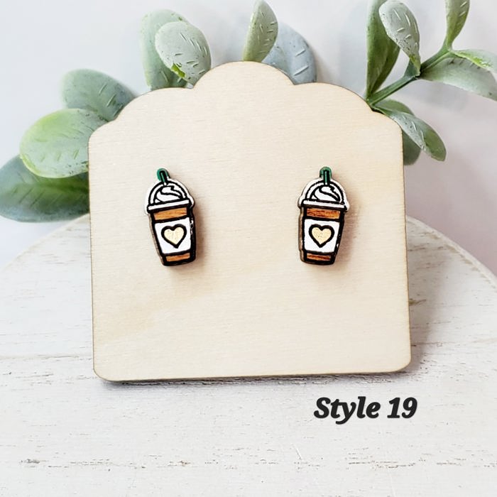Hand Painted Coffee Frappe Studs