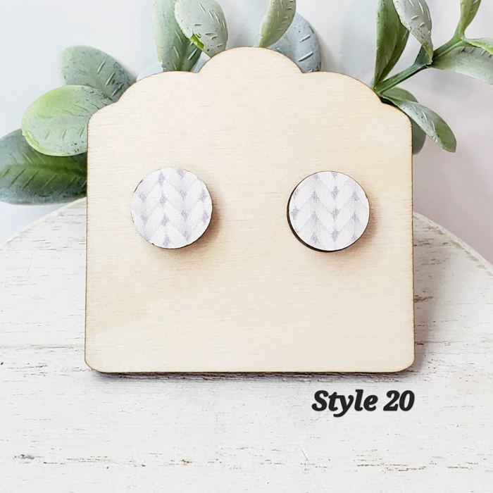 White Silver Chevron Printed Studs | Bride Wedding
