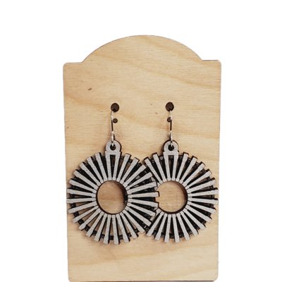 Hand Painted Wood Silver Boho Earrings