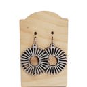  Hand Painted Wood Silver Boho Earrings