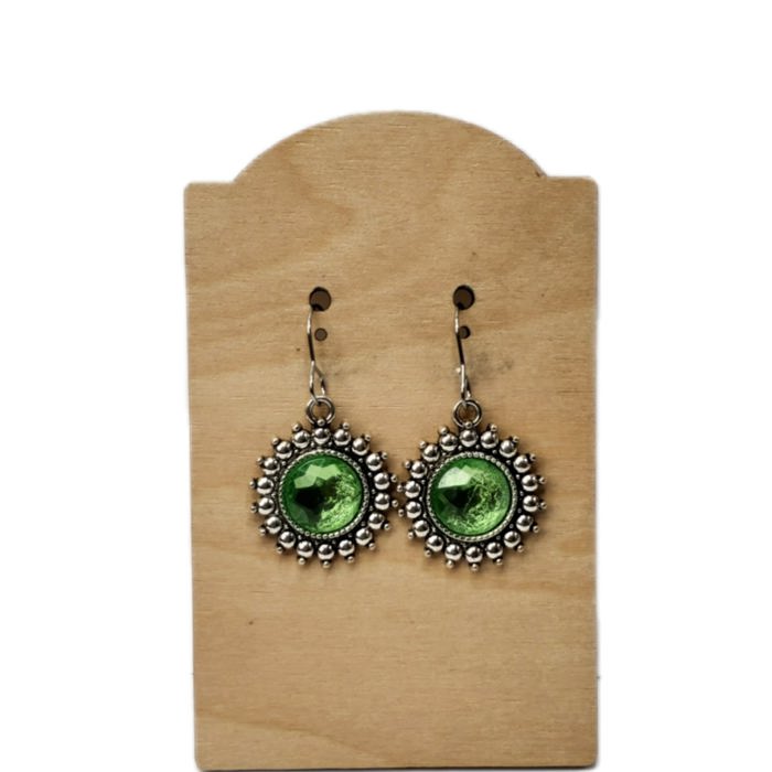 Green Burst Boho Earrings