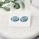  Hand Painted Wood Blue Football Studs