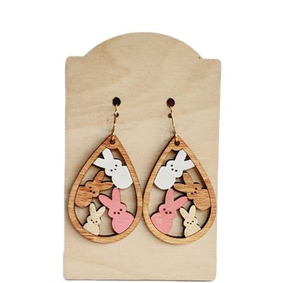 Hand Painted Cutout Bunny Earrings