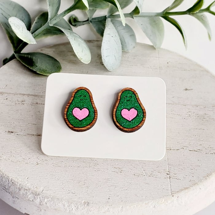 Avocado Heart Studs