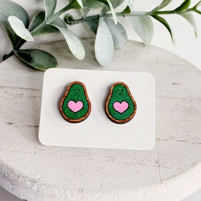 Avocado Heart Studs