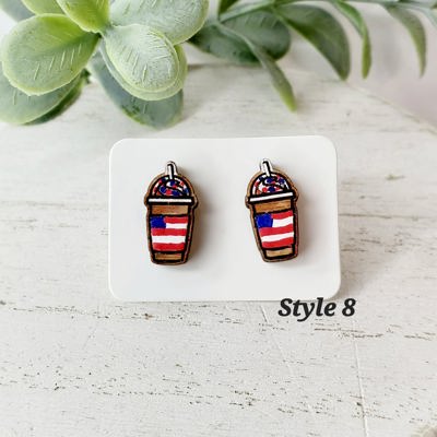 Hand Painted Coffee Frappe Americana Studs