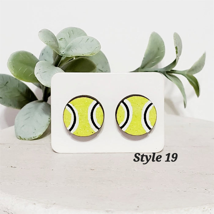 Hand Painted Tennis Ball Studs