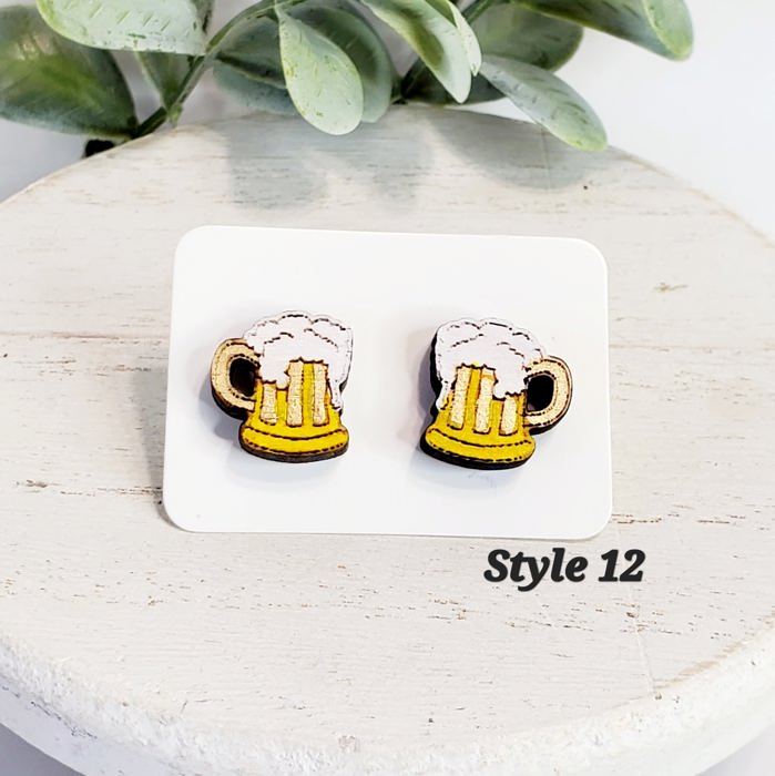 Hand Painted Beer Mug Studs