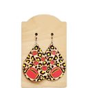  Football Red Yellow Leopard Teardrop Earrings