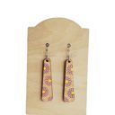  Hand Painted Pink Daisy Bar Earrings