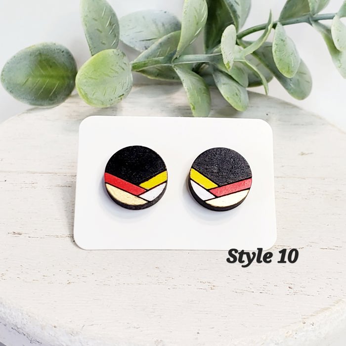 Hand Painted Black Red Yellow Gold White Boho Studs