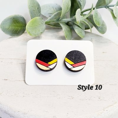 Hand Painted Black Red Yellow Gold White Boho Studs
