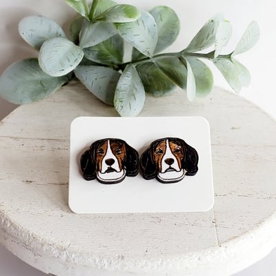 Hand Painted Beagle Dog Studs