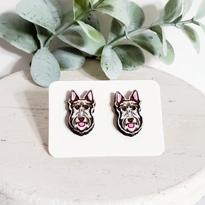 Hand Painted Scottish Terrier Dog Studs