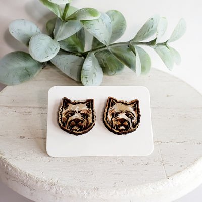 Hand Painted West Highland Dog Studs