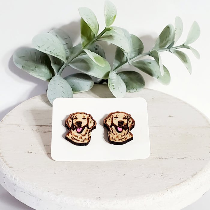 Hand Painted Labrador Dog Studs | Golden