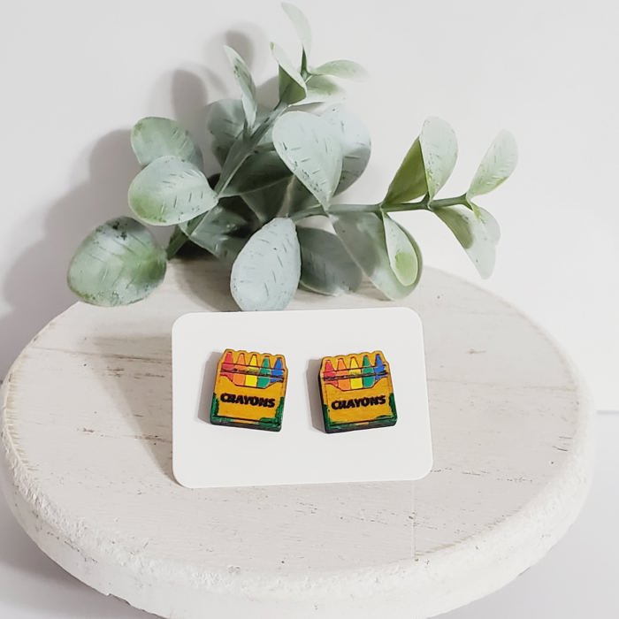 Hand Painted Crayon Box Studs