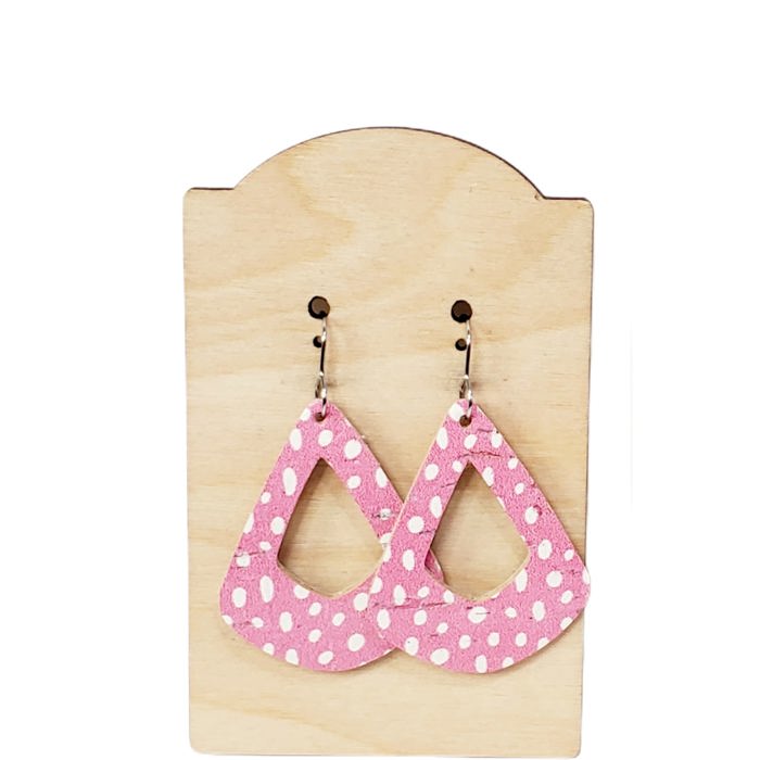 Cork on Leather Cutout Polka Dot Earrings