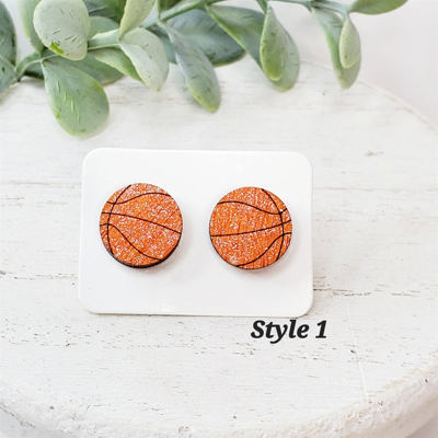 Hand Painted Basketball Studs