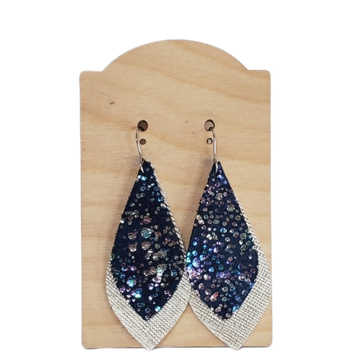 Navy Irridecent Splatter Earrings